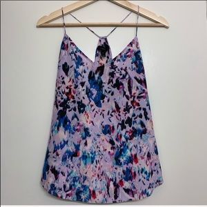 J Crew 100% Silk Purple Floral Carrie Tank 2P